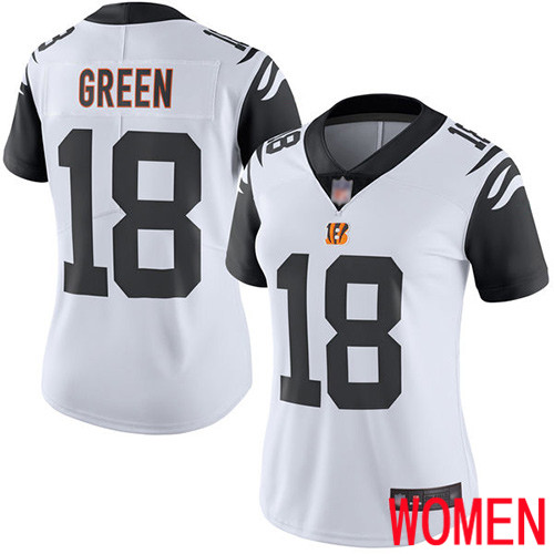 Cincinnati Bengals Limited White Women A J  Green Jersey NFL Footballl #18 Rush Vapor Untouchable->women nfl jersey->Women Jersey